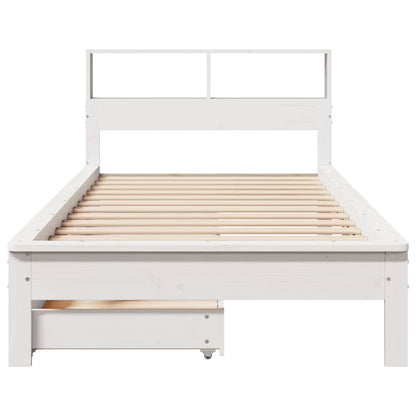 Bookcase Bed without Mattress White 90x200 cm Solid Wood Pine