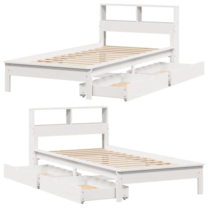 Bookcase Bed without Mattress White 90x200 cm Solid Wood Pine