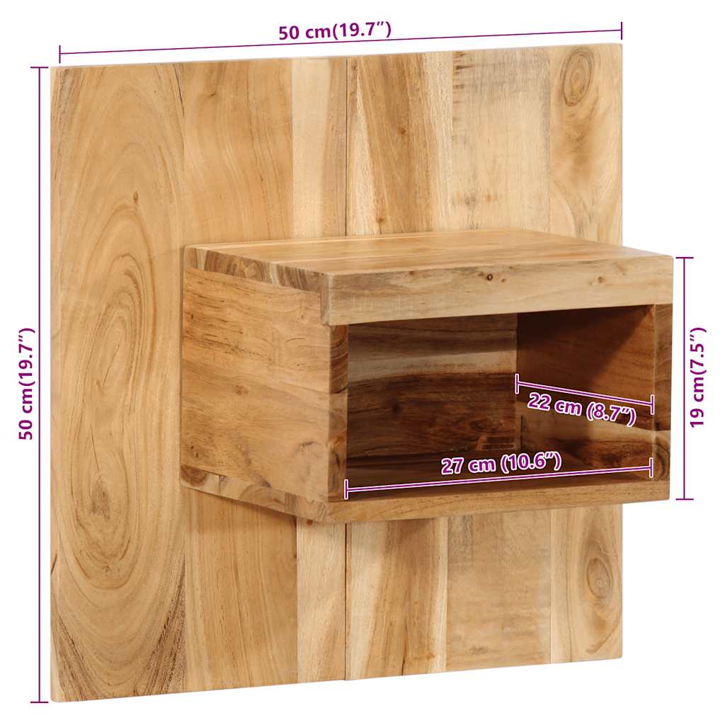 Solid Acacia Wood Bedside Cabinet 50x27x50 cm - Natural Finish