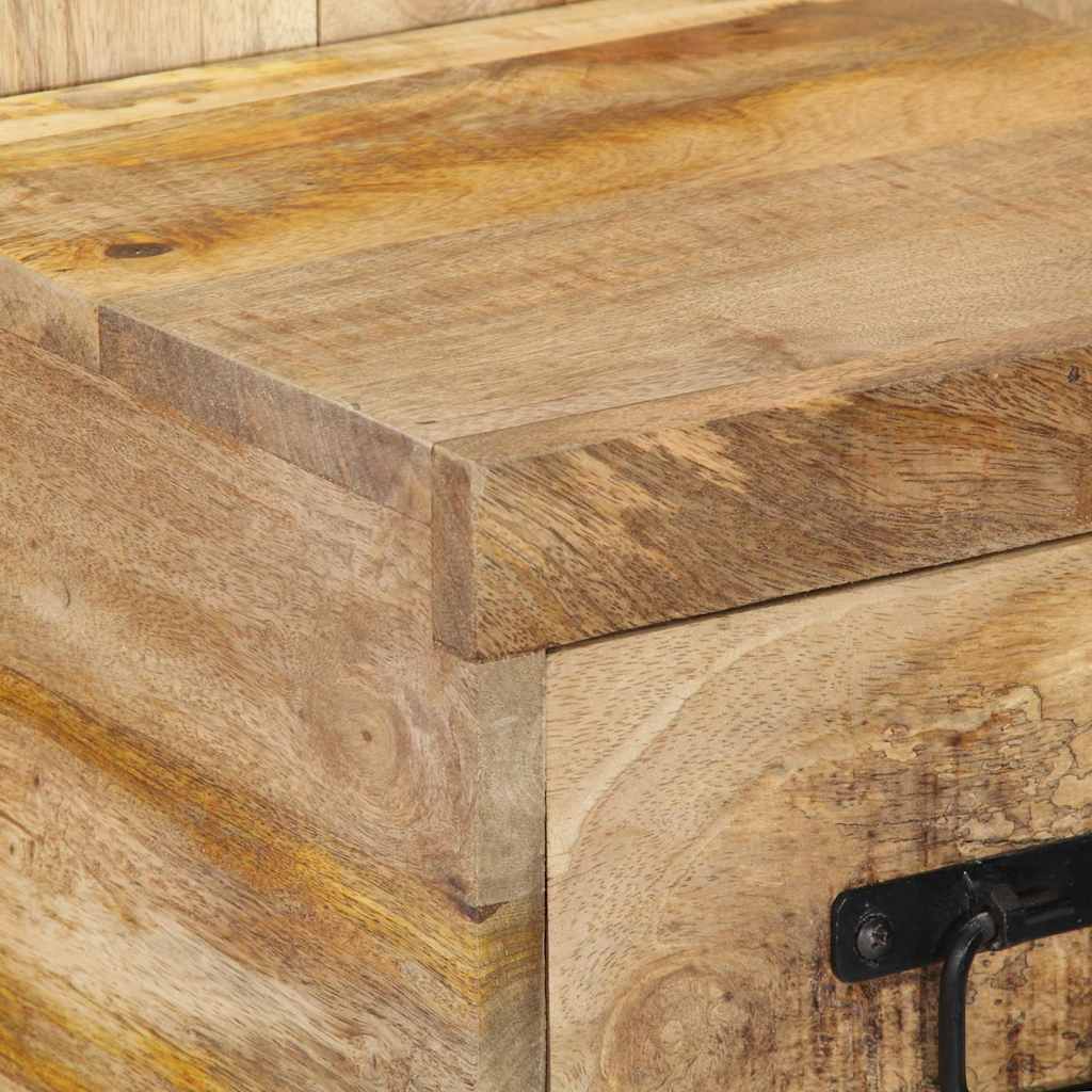 Solid Mango Wood Bedside Cabinet 60x32x80 cm - Rustic Charm