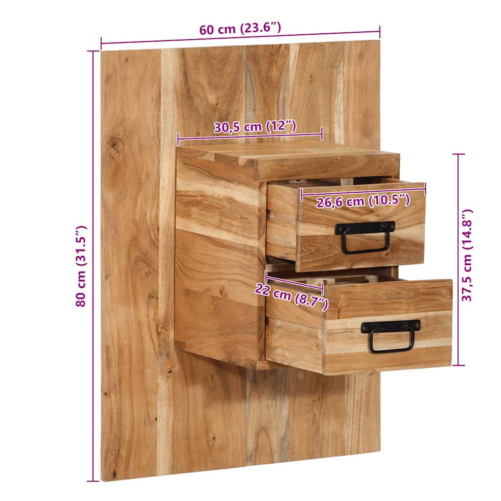 Solid Acacia Wood Bedside Cabinet 60x32x80 cm - Stylish & Durable