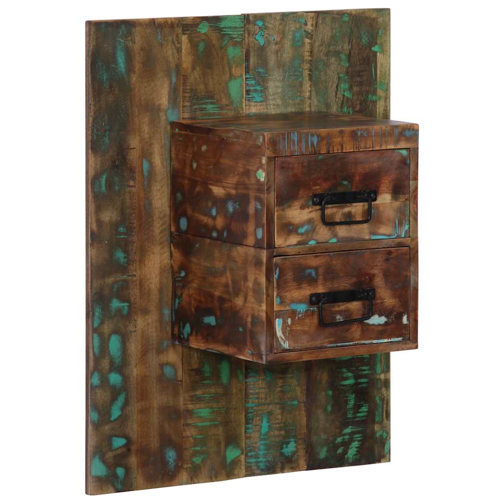 Reclaimed Wood Multicolor Bedside Cabinet, 60x32x80 cm