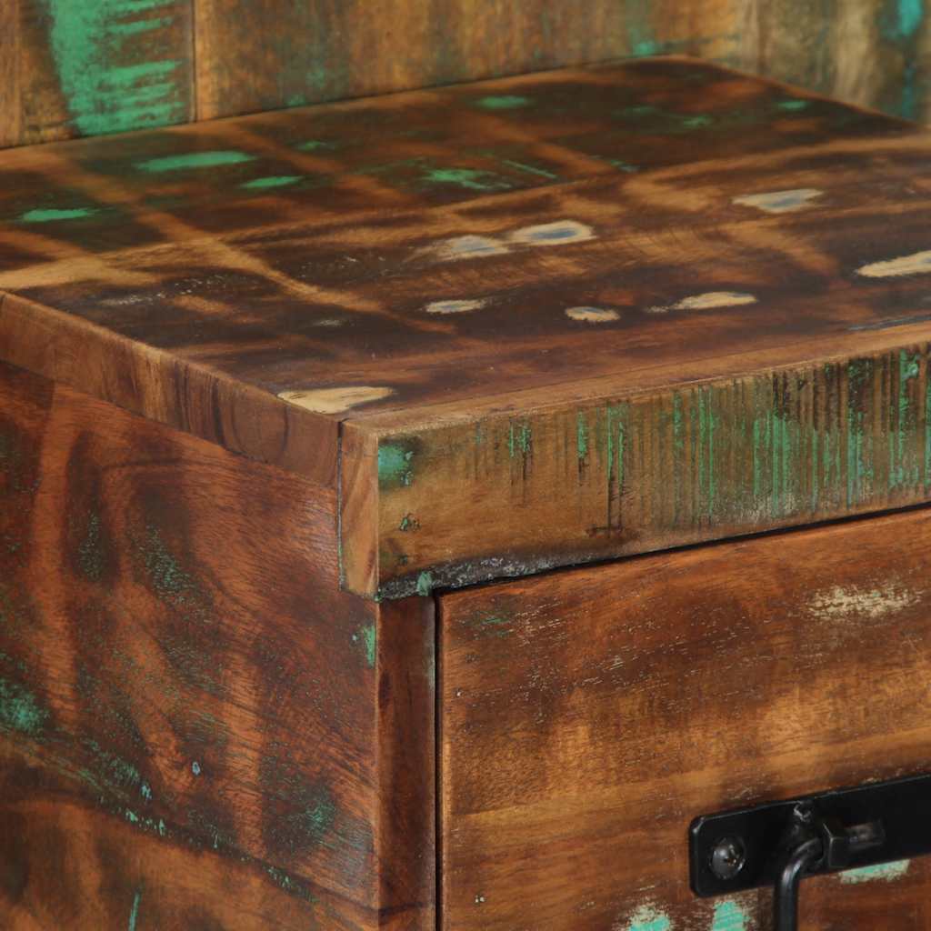 Reclaimed Wood Multicolor Bedside Cabinet, 60x32x80 cm