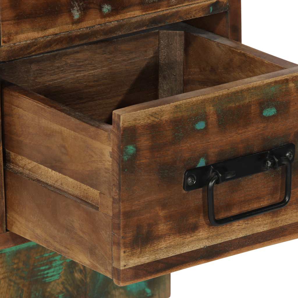 Reclaimed Wood Multicolor Bedside Cabinet, 60x32x80 cm