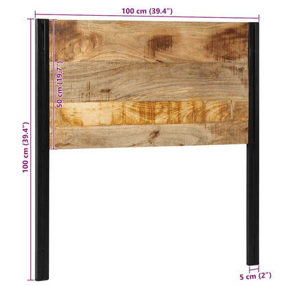 Solid Mango Wood & Iron Headboard - 100 cm | Rustic Elegance