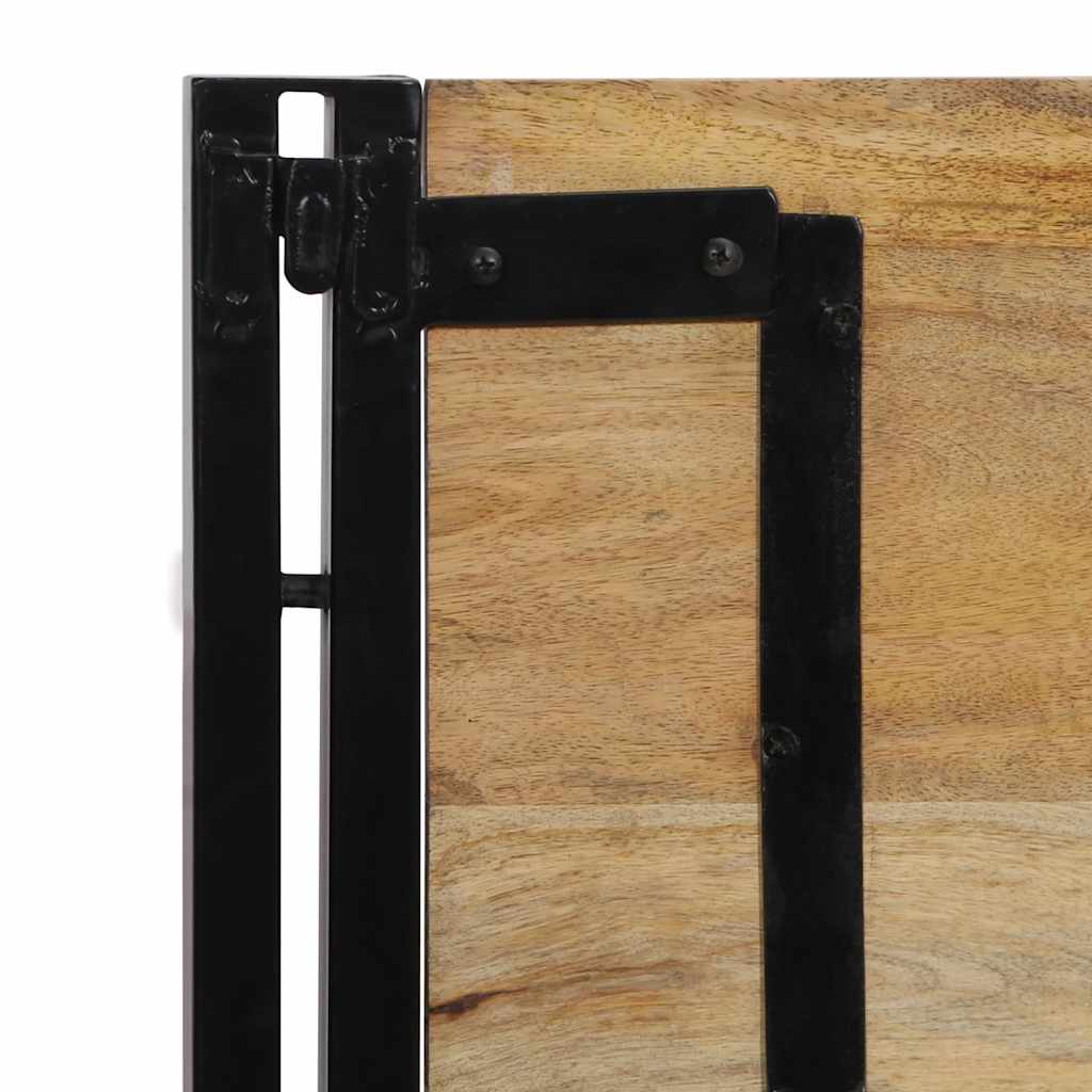 Solid Mango Wood & Iron Headboard - 100 cm | Rustic Elegance