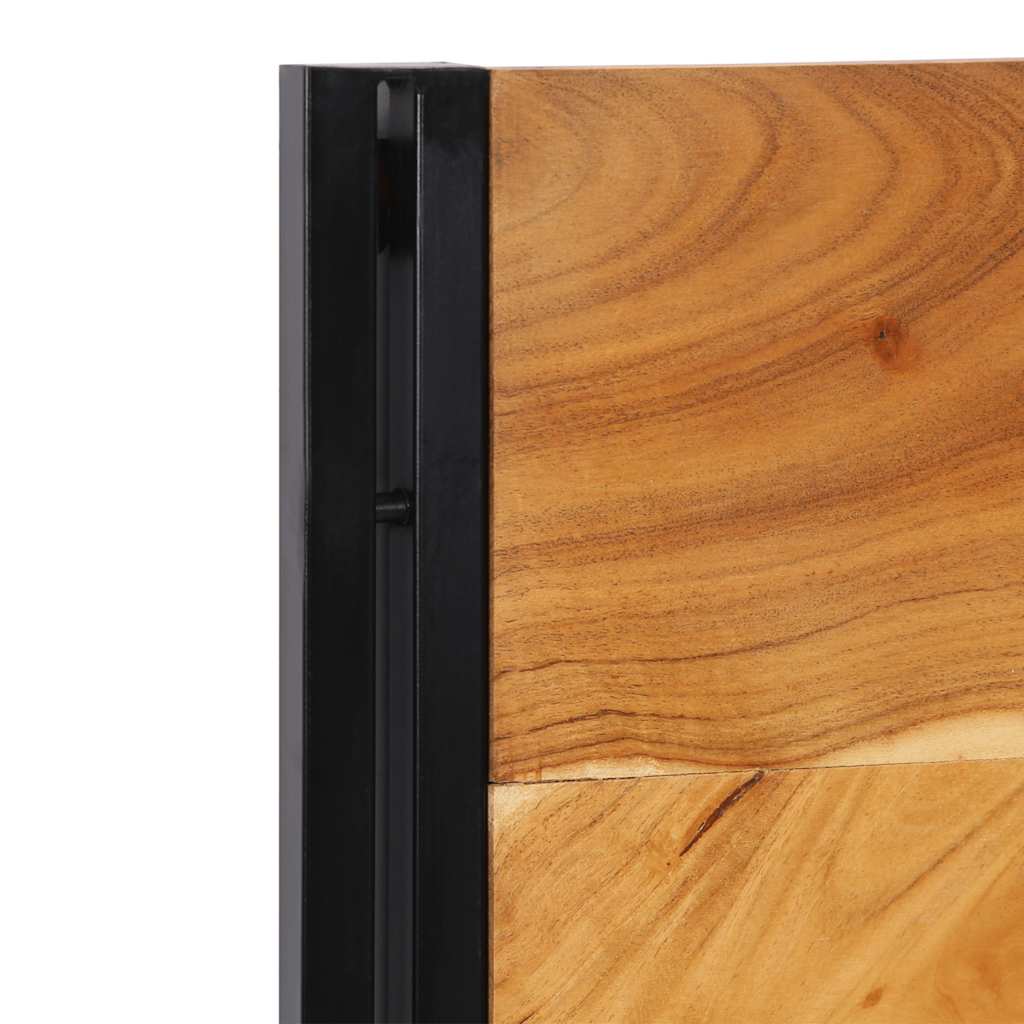 Solid Acacia Wood & Iron Headboard 120 cm - Natural Finish