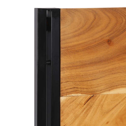 Solid Acacia Wood & Iron Headboard 120 cm - Natural Finish