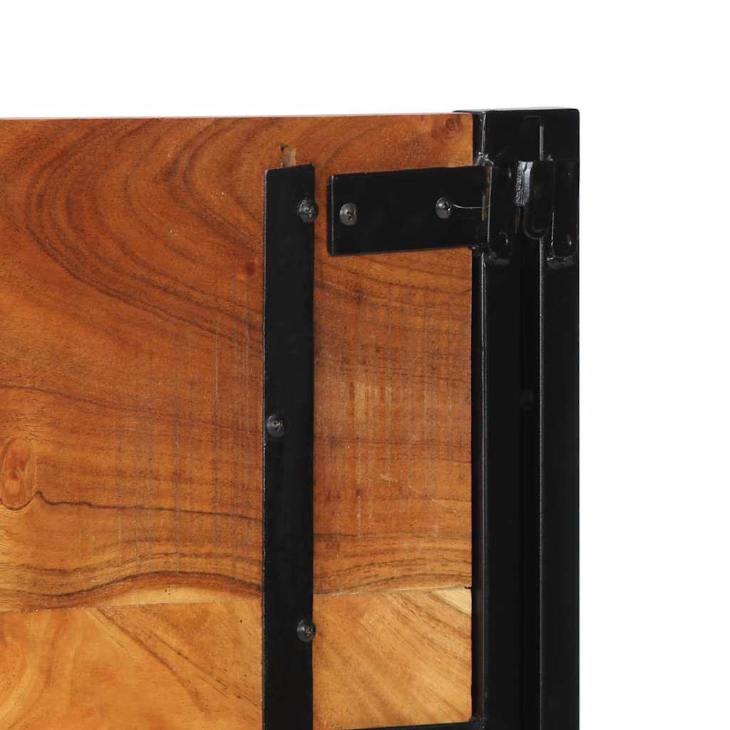 Solid Acacia Wood & Iron Headboard 120 cm - Natural Finish