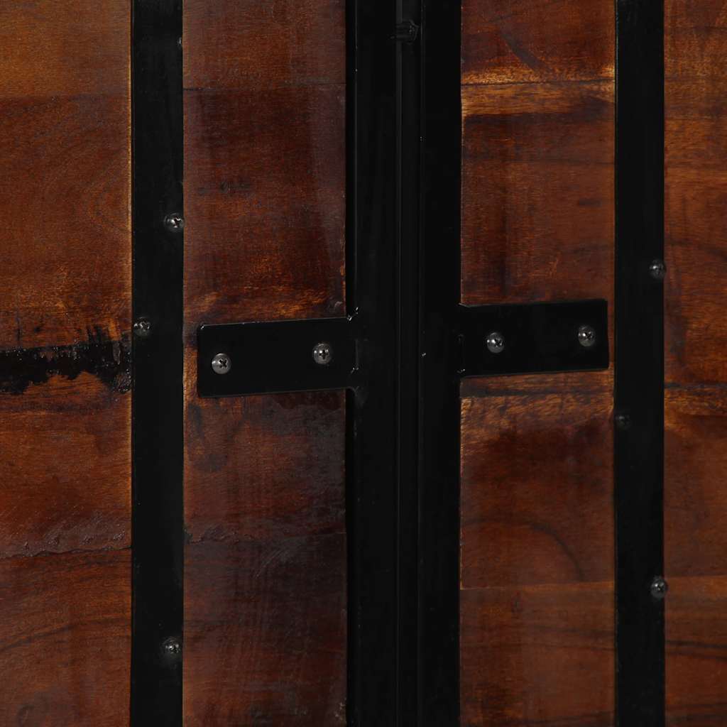 Rustic 140 cm Solid Wood & Iron Headboard - Reclaimed Design