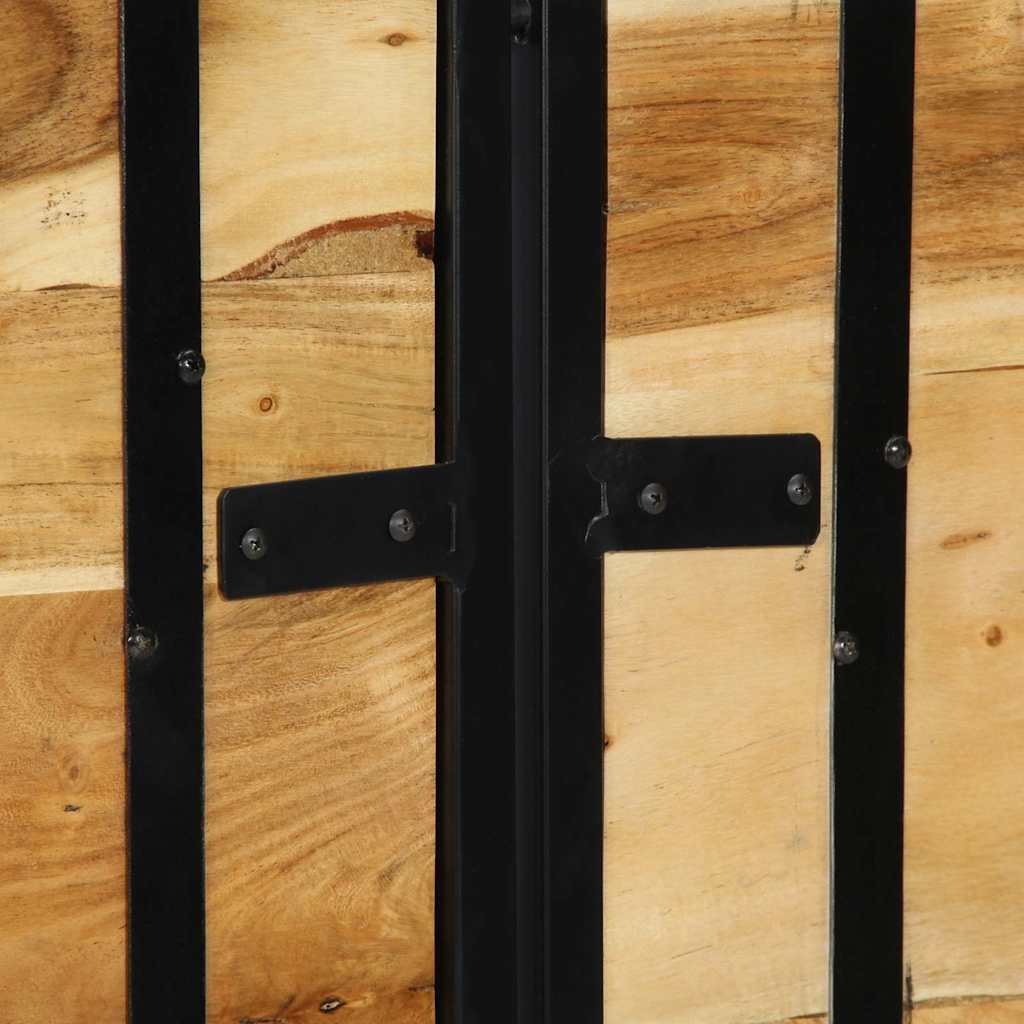 Solid Acacia Wood & Iron Headboard - 140 cm, Rustic Charm