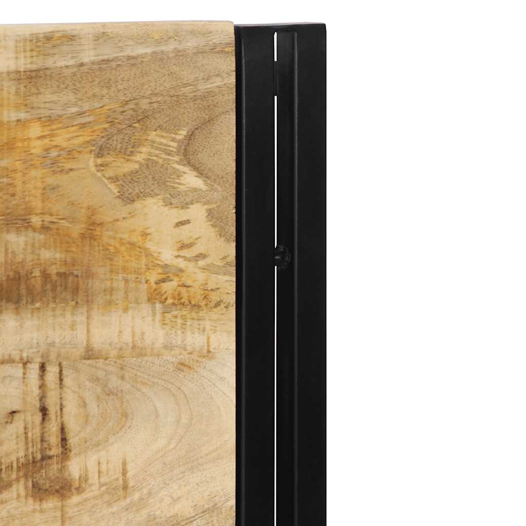 Solid Mango Wood & Iron Headboard, 160 cm - Natural Finish