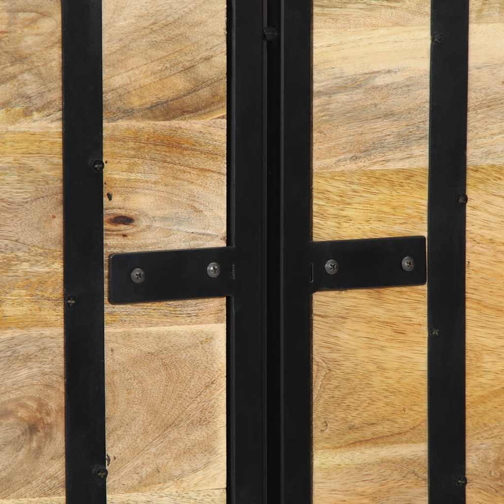 Solid Mango Wood & Iron Headboard, 160 cm - Natural Finish