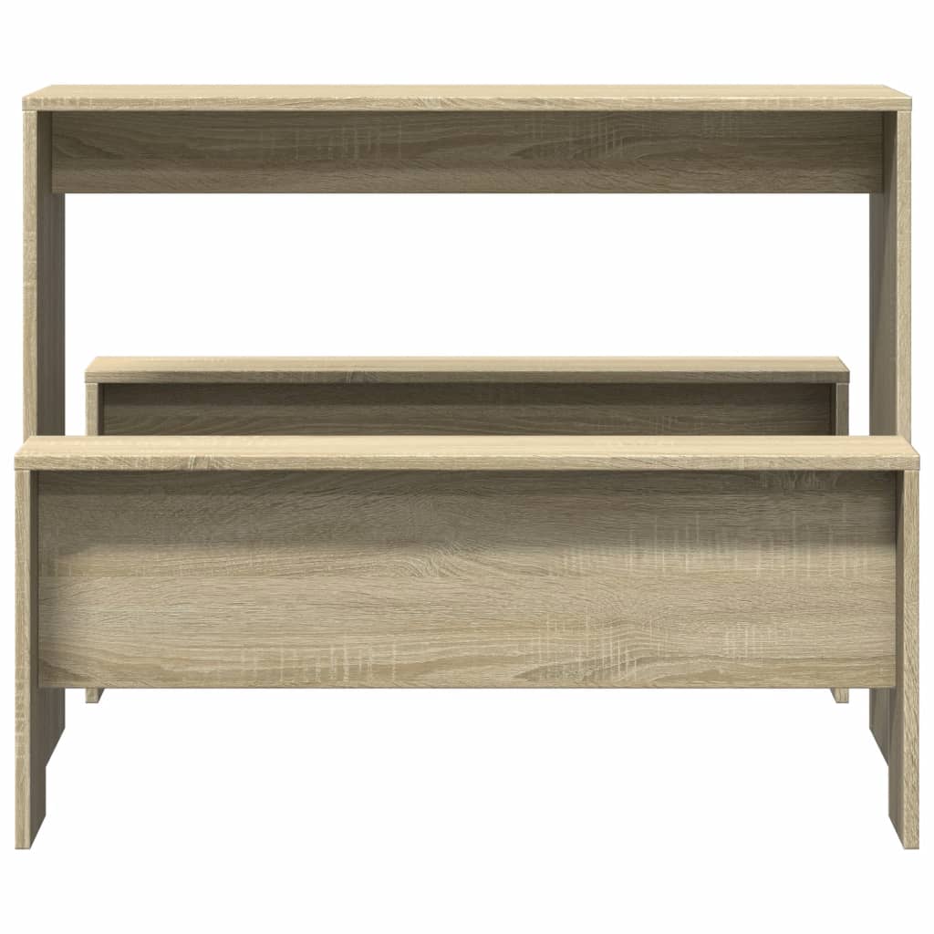 Sonoma Oak 3 Piece Dining Set - Table & Benches, Engineered Wood