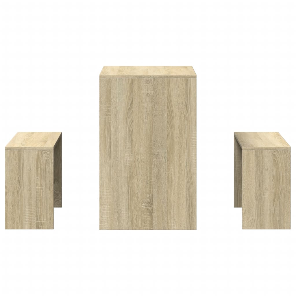 Sonoma Oak 3 Piece Dining Set - Table & Benches, Engineered Wood