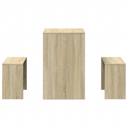 Sonoma Oak 3 Piece Dining Set - Table & Benches, Engineered Wood