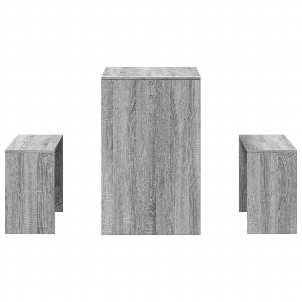 Grey Sonoma 3-Piece Dining Table & Bench Set - Engineered Wood