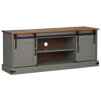 TV Cabinet HALDEN 2 Sliding Doors Grey 150x40x60 cm Solid Wood
