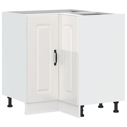 Kitchen Corner Base Cabinet Kalmar High Gloss White Engineered Wood