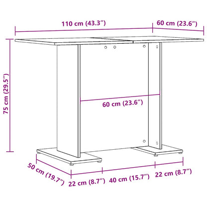Artisan Oak Dining Table - 110x60x75 cm, Engineered Wood