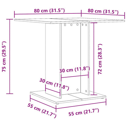 Compact Artisan Oak Dining Table 80x80x75 cm - Engineered Wood