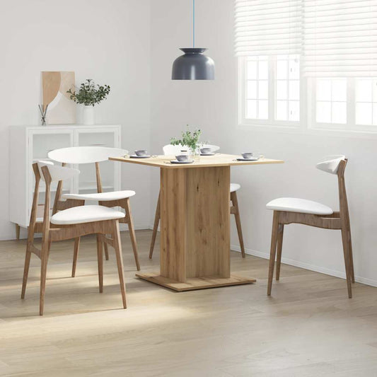 Compact Artisan Oak Dining Table 80x80x75 cm - Engineered Wood