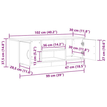TV Cabinet Old Wood 102x30x37.5 cm Engineered Wood