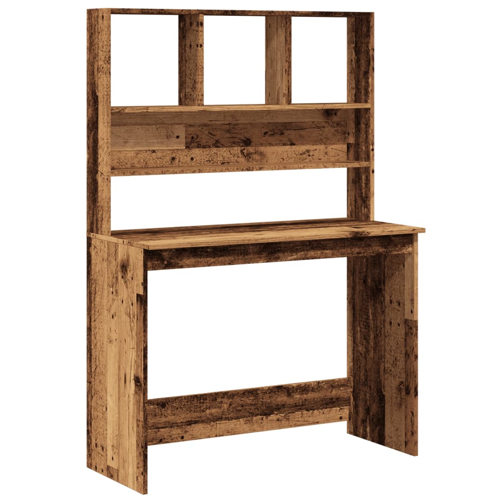 Vintage Wood Desk with Shelves - 102x45x148 cm Engineered Wood