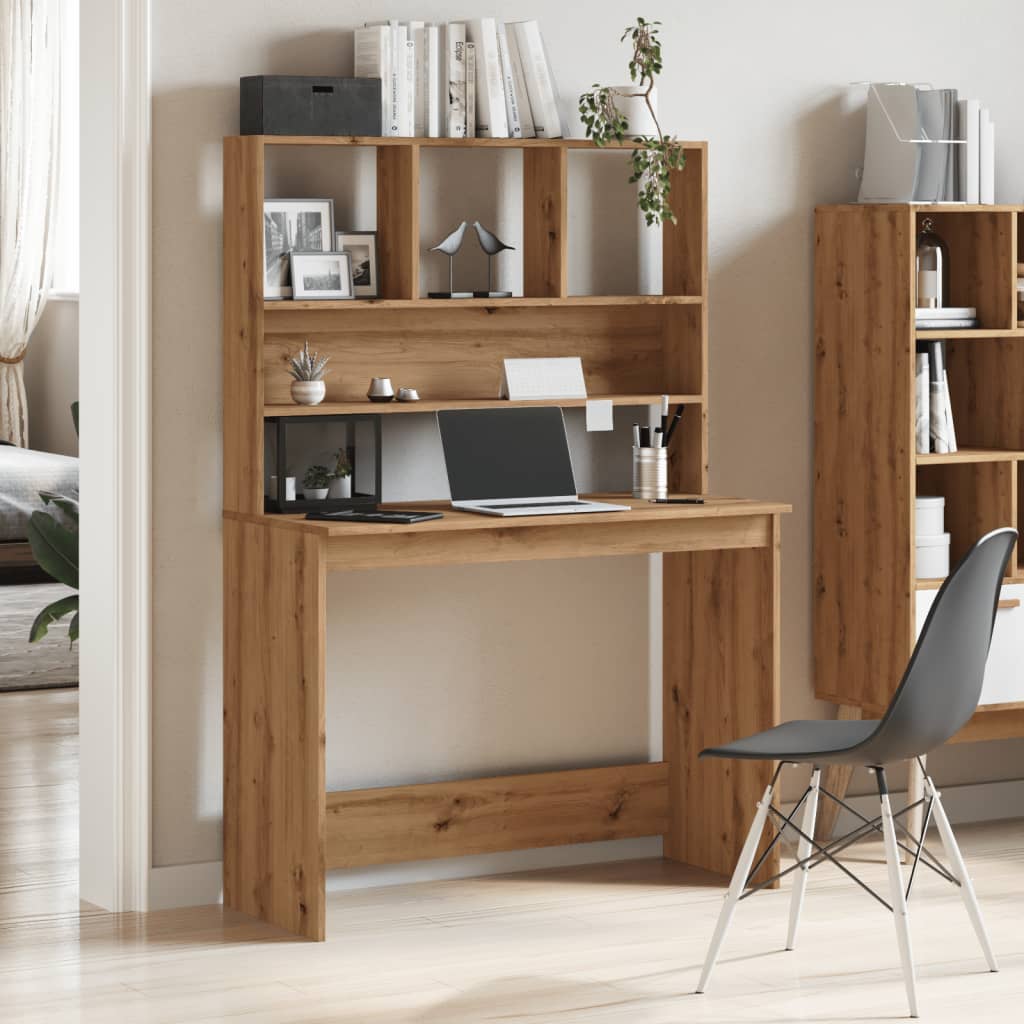 Artisan Oak Desk with Shelves, Engineered Wood, 102x45x148 cm