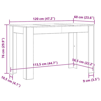 Artisan Oak Dining Table 120x60x76 cm - Engineered Wood Design
