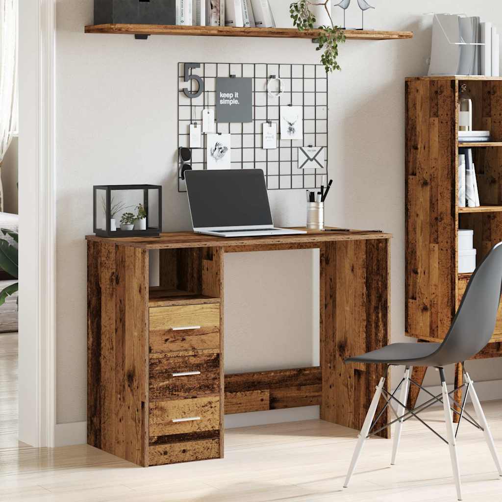Rustic Engineered Wood Desk, 102x76x50 cm, Vintage Finish