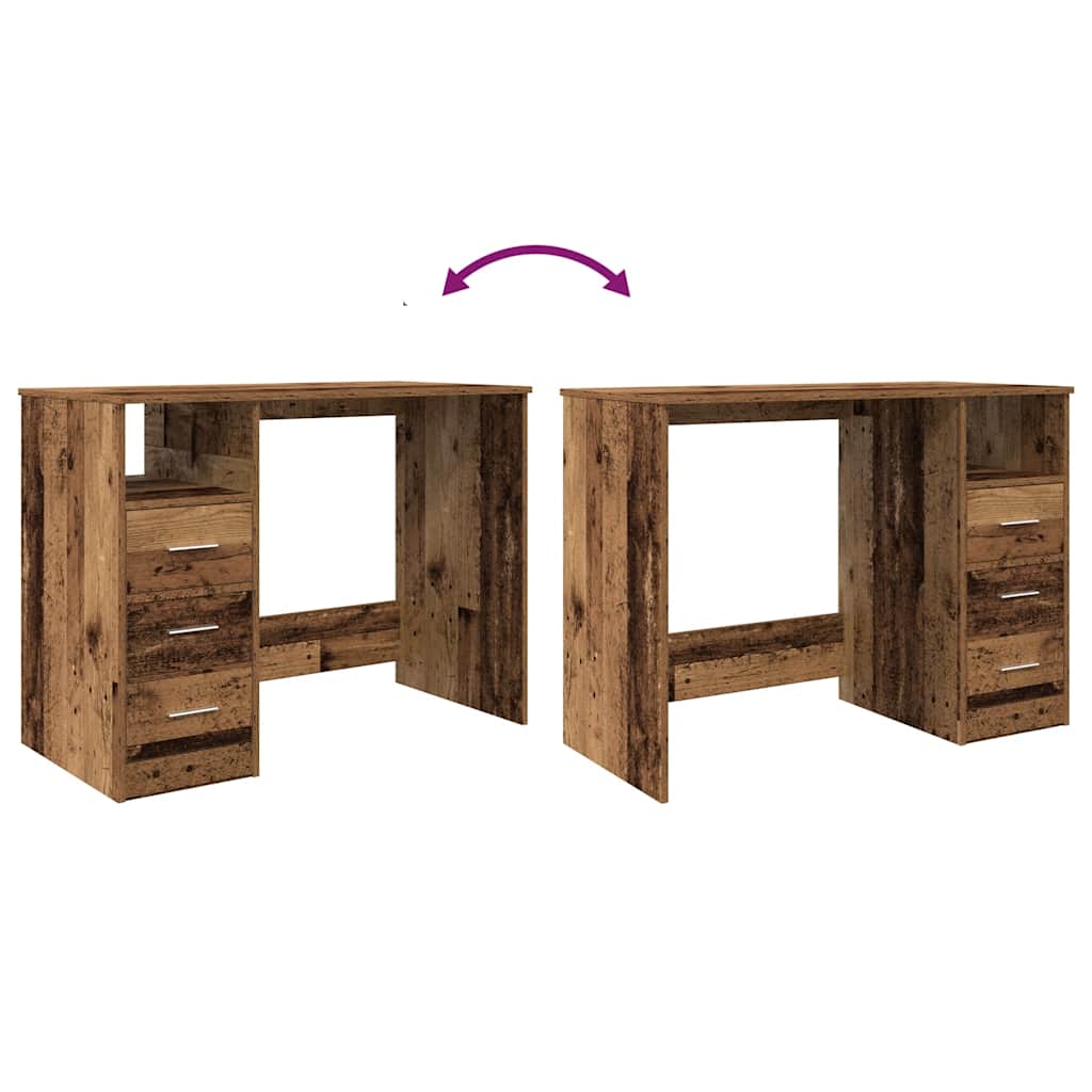 Rustic Engineered Wood Desk, 102x76x50 cm, Vintage Finish