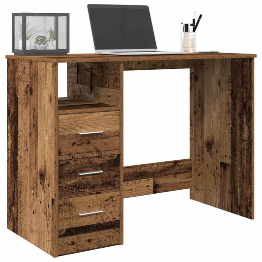 Rustic Engineered Wood Desk, 102x76x50 cm, Vintage Finish