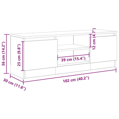 TV Cabinet Artisan Oak 102x30x36 cm Engineered Wood