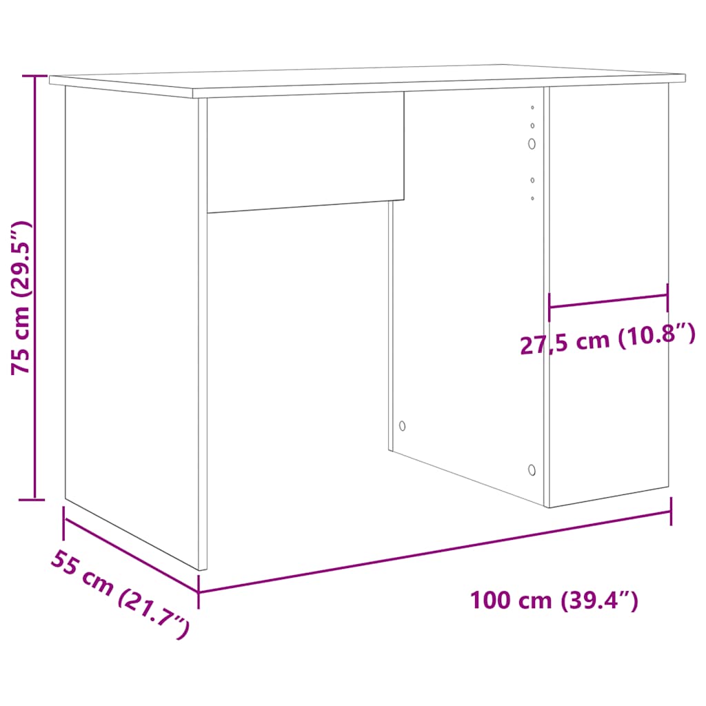 Stylish Oak Desk 100x55x75 cm - Durable Engineered Wood