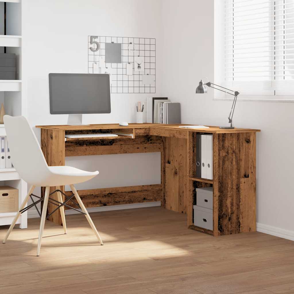 Rustic Corner Desk, 120x140x75 cm, Old Wood Finish, Engineered Wood