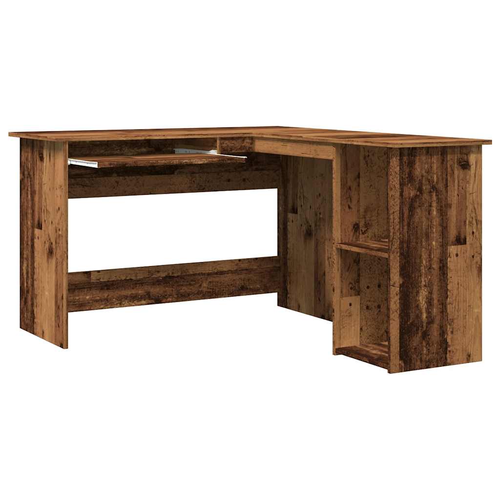 Rustic Corner Desk, 120x140x75 cm, Old Wood Finish, Engineered Wood