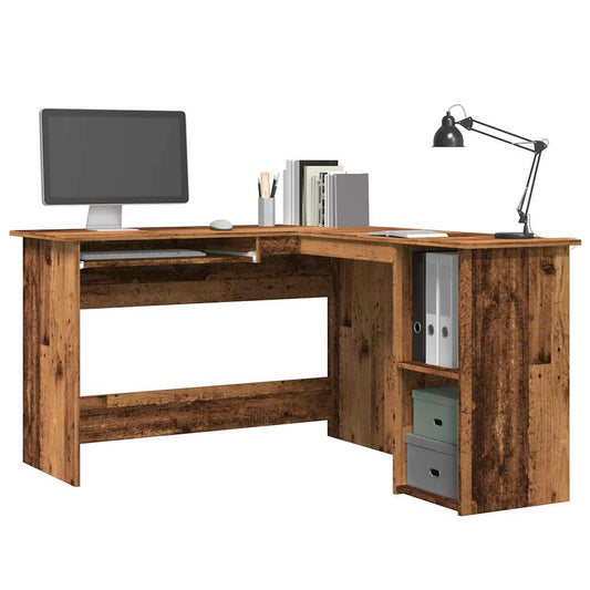 Rustic Corner Desk, 120x140x75 cm, Old Wood Finish, Engineered Wood