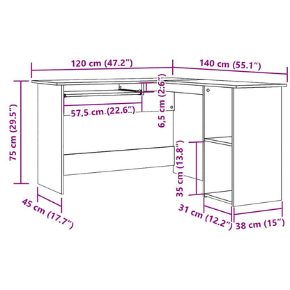 Corner Desk Artisan Oak - Engineered Wood, 120x140x75 cm