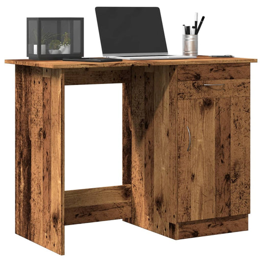 Rustic Engineered Wood Desk - 100x50x76 cm - Vintage Charm