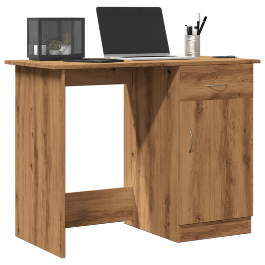 Compact Artisan Oak Desk - Engineered Wood, 100x50x76 cm