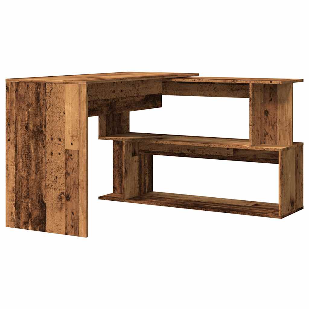 Vintage-Style Corner Desk, 200.5x50x76 cm, Engineered Old Wood Finish