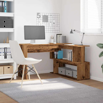 Vintage-Style Corner Desk, 200.5x50x76 cm, Engineered Old Wood Finish
