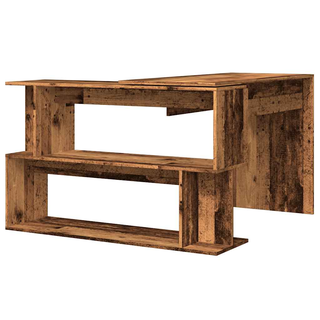 Vintage-Style Corner Desk, 200.5x50x76 cm, Engineered Old Wood Finish