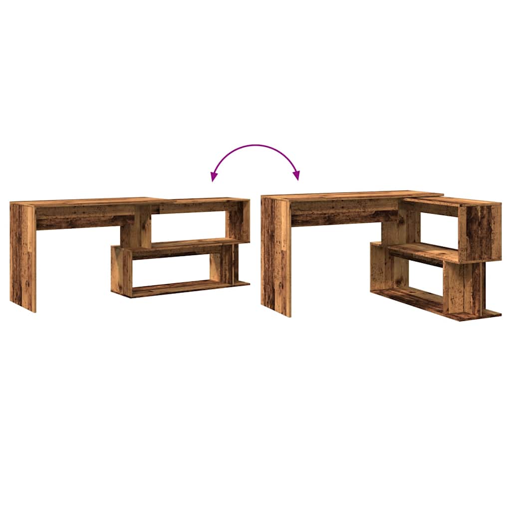 Vintage-Style Corner Desk, 200.5x50x76 cm, Engineered Old Wood Finish