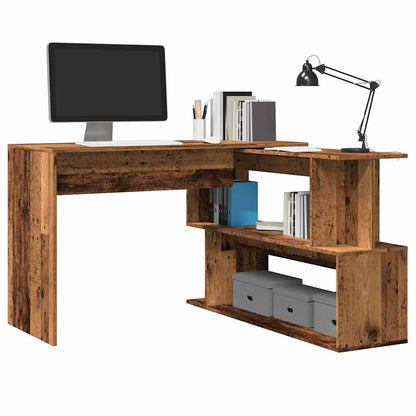 Vintage-Style Corner Desk, 200.5x50x76 cm, Engineered Old Wood Finish