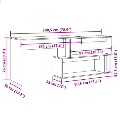 Artisan Oak Corner Desk 200.5x50x76cm - Engineered Wood