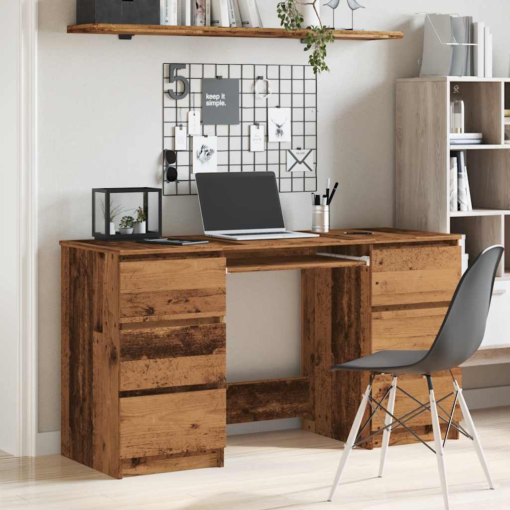 Vintage Writing Desk - 140x50x77 cm, Rustic Engineered Wood
