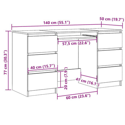 Vintage Writing Desk - 140x50x77 cm, Rustic Engineered Wood