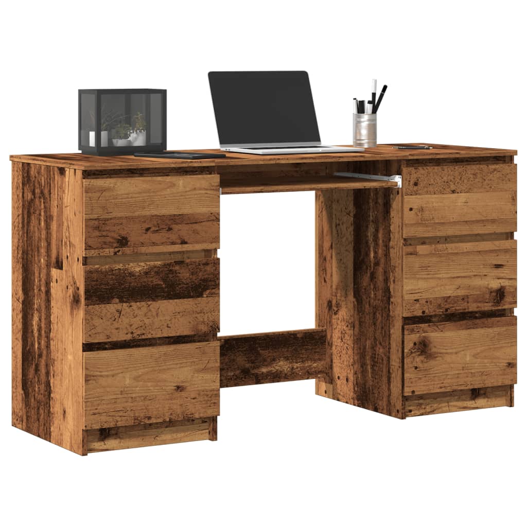 Vintage Writing Desk - 140x50x77 cm, Rustic Engineered Wood